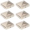 vidaXL Gjerdestolpehatter pyramide 6 stk rustfritt st&aring;l 71x71 mm