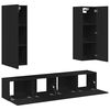 vidaXL TV-benksett 4 deler svart konstruert tre