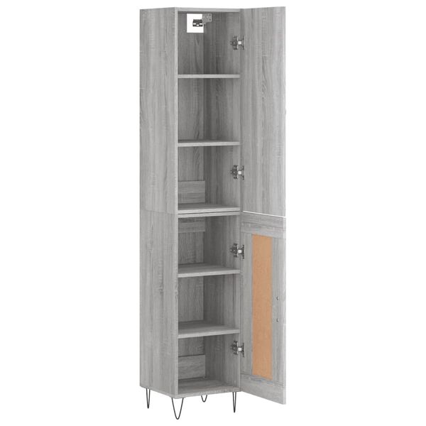 vidaXL Highboard gr&aring; sonoma 34,5x34x180 cm konstruert tre