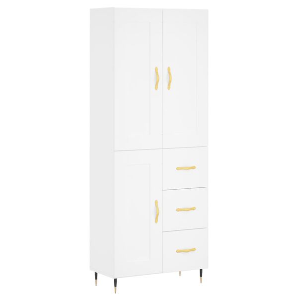vidaXL Highboard hvit 69,5x34x180 cm konstruert tre