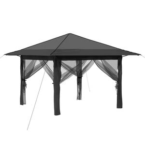 vidaXL Gazebo med 4 sidevegger Lysegr&aring; og antrasitt