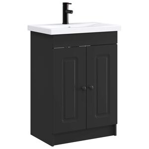 vidaXL Baderomsinnredningssett Svart 56 x 37,5 x 81 cm Konstruert tre