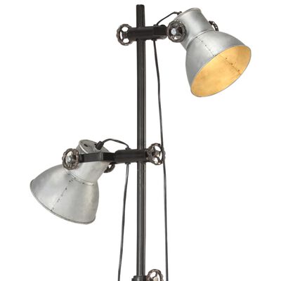 vidaXL Gulvlampe med 2 lampeskjermer sølv E27 støpejern