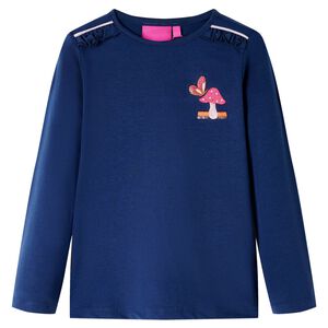 T-skjorte for barn med lange ermer marinebl&aring; 104