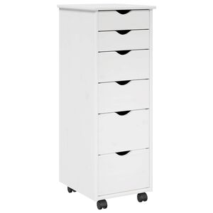 vidaXL Rullende skap med hjul Hvit 34 x 39 x 93,5 cm Massiv furu