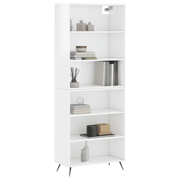 vidaXL Highboard h&oslash;yglans hvit 69,5x32,5x180 cm konstruert tre