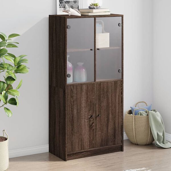 vidaXL Highboard med d&oslash;rer brun eik 68x37x142 cm konstruert tre