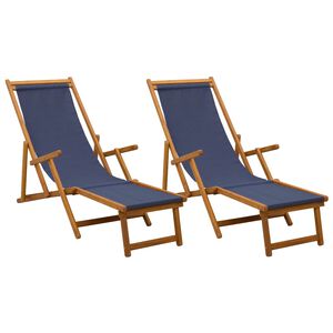 vidaXL Sammenleggbar solstol 2 pcs 3 Posisjon Solid Eucalyptus Tre Bl&aring;