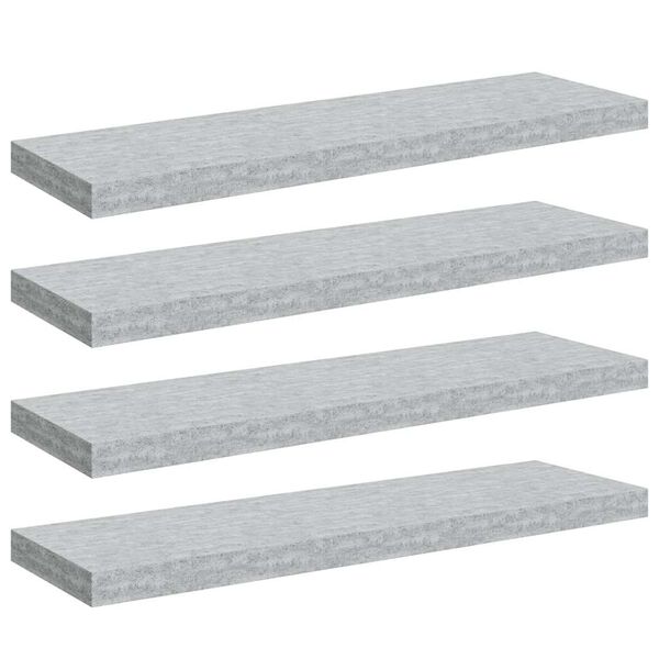 vidaXL Flytende vegghyller 4 stk betonggr&aring; 80x23,5x3,8 cm MDF