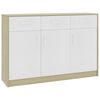 vidaXL Skjenk hvit og sonoma eik 110x30x75 cm konstruert tre