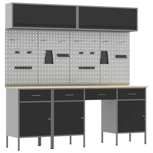 vidaXL Sett med arbeidskabinetter med skuff med lagring 10 pcs Svart