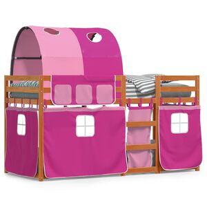 vidaXL K&oslash;yeseng med gardiner rose 90x190 cm heltre furu