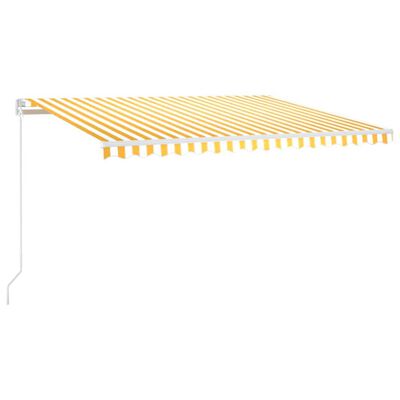 vidaXL Manuell uttrekkbar markise med LED 400x300 cm gul og hvit