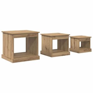 vidaXL Kaffebord 3 stk. Artisan Eik 48 x 45 x 45 cm Konstruert tre