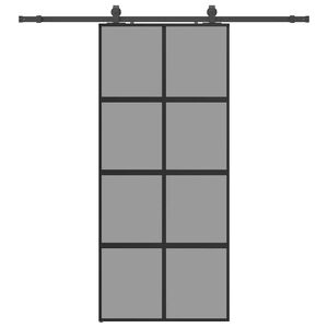 vidaXL Skyved&oslash;r med monteringssett svart 90x205 cm herdet glass