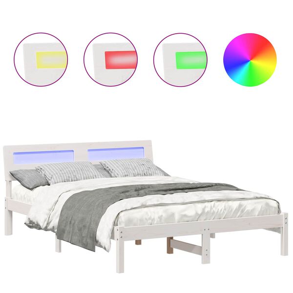 vidaXL Sengestamme med hodegjerde Hvit 135 x 190 cm Massiv furu