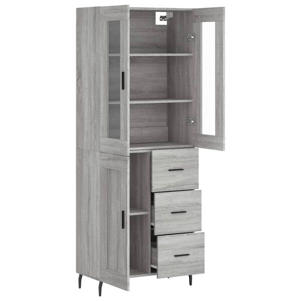 vidaXL Highboard gr&aring; sonoma 69,5x34x180 cm konstruert tre