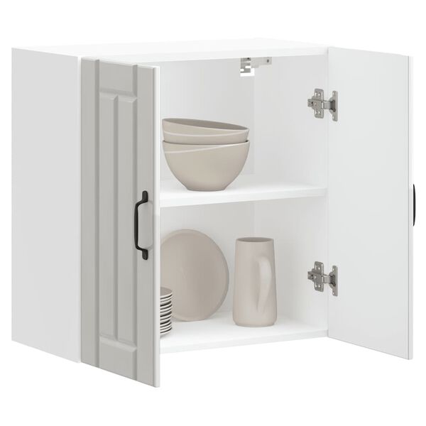 vidaXL Kj&oslash;kken veggskap Lucca h&oslash;yglans hvit konstruert tre