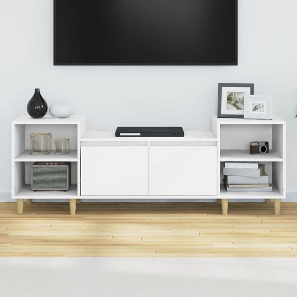 vidaXL TV-benk hvit 160x35x55 cm konstruert tre