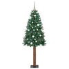 vidaXL Slim juletre med 300 LED gr&oslash;nn 180 cm PVC og Massivt Furu tre