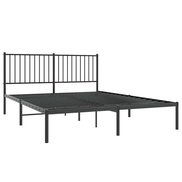 vidaXL Sengeramme i metall med sengegavl svart 150x200 cm
