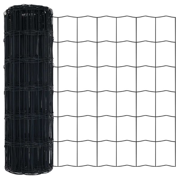 vidaXL Euro gjerde Grå 0.6 x 10 m PVC-belagt jern
