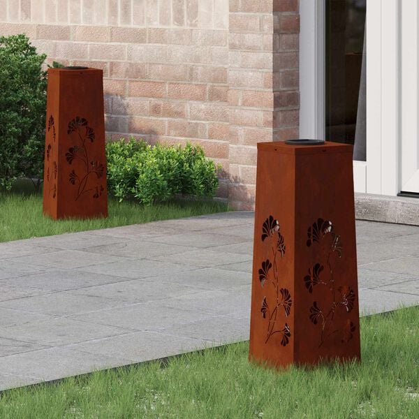 vidaXL Solenergi LED stibelys 2 pcs Corten St&aring;l Corten St&aring;l