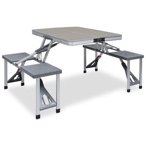 vidaXL Foldbart campingbord med 4 seter st&aring;l aluminium