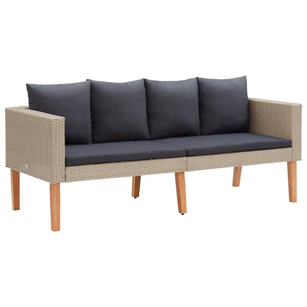 vidaXL Hagesofa med puter 2 seter polyrotting beige