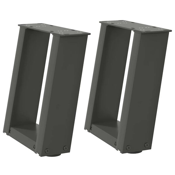 vidaXL Salongbordben U-formet 2 stk antrasitt 30x(30-31) cm st&aring;l