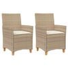 vidaXL Hagestoler med puter 2 stk beige polyrotting og heltre