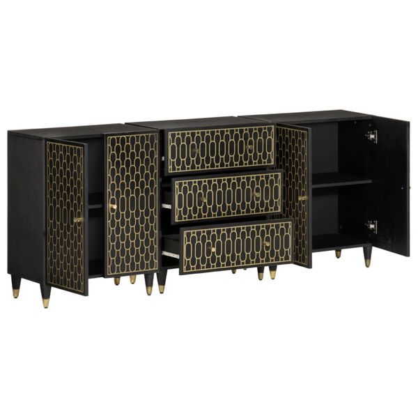 vidaXL Sideskap 3 stk 60x33x75 cm heltre mango