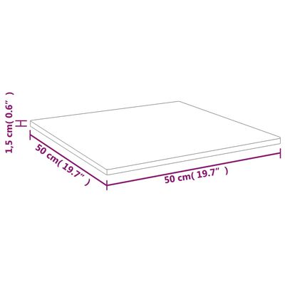 vidaXL Firkantet bordplate lysebrun 50x50x1,5 cm behandlet heltre eik