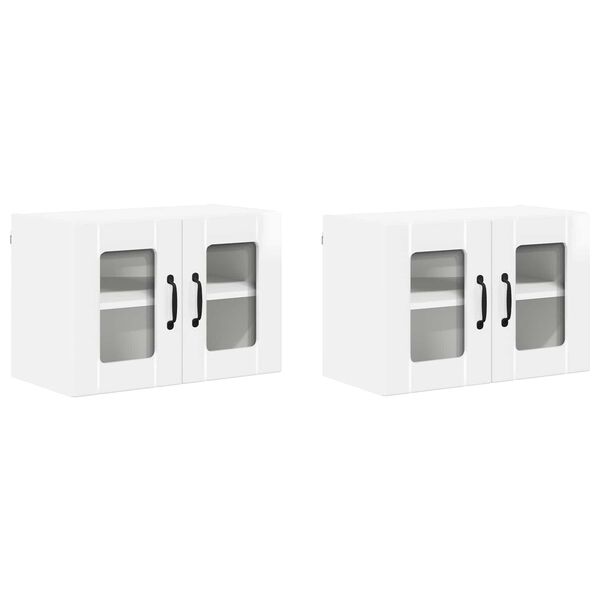 vidaXL Kj&oslash;kkenskap 2 pcs H&oslash;yglanset hvit 60 x 31 x 40 cm