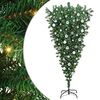 vidaXL Opp-ned kunstig forh&aring;ndsbelyst juletre med kule sett 180 cm PVC