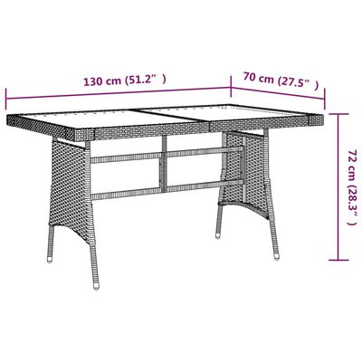 vidaXL Hagebord grå 130x70x72 cm polyrotting og heltre akasie