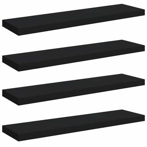 vidaXL Flytende vegghyller 4 stk svart 90x23,5x3,8 cm MDF