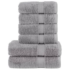 vidaXL Premium h&aring;ndklesett 6 deler SOLUND gr&aring; 600 g/m2