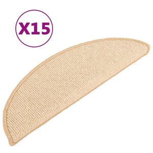 vidaXL Trappematter 15 stk 56x17x3 cm kremfargede halvrund