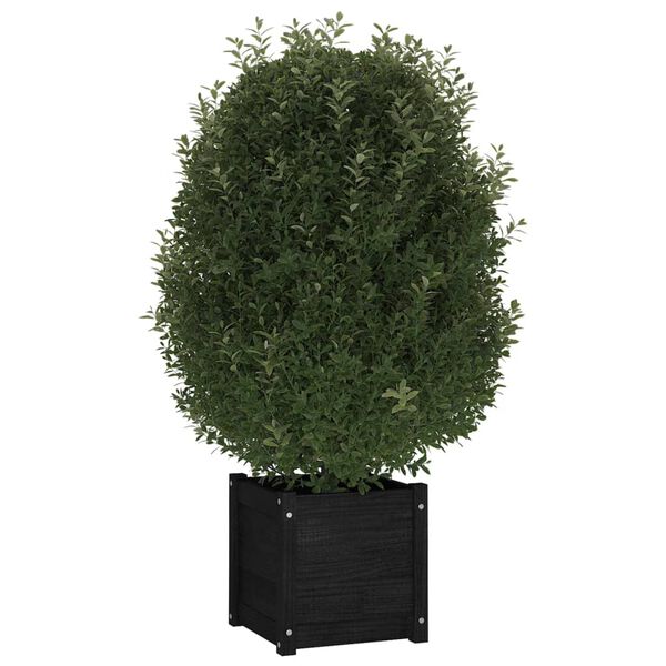 vidaXL Blomsterkasse svart 40x40x40 cm heltre furu