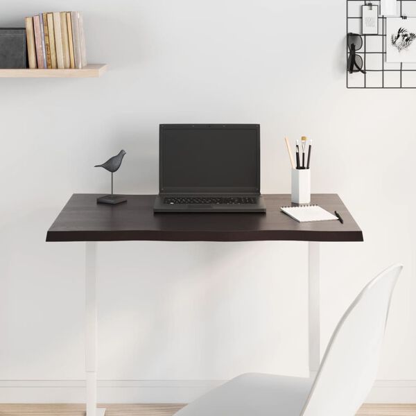 vidaXL Bordplate m&oslash;rkebrun80x40x2cm behandlet heltre eik naturlig kant