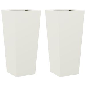 vidaXL Plantekasser 2 stk hvit 35x35x75 cm st&aring;l