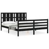 vidaXL Sengeramme med hodegavl svart King Size heltre