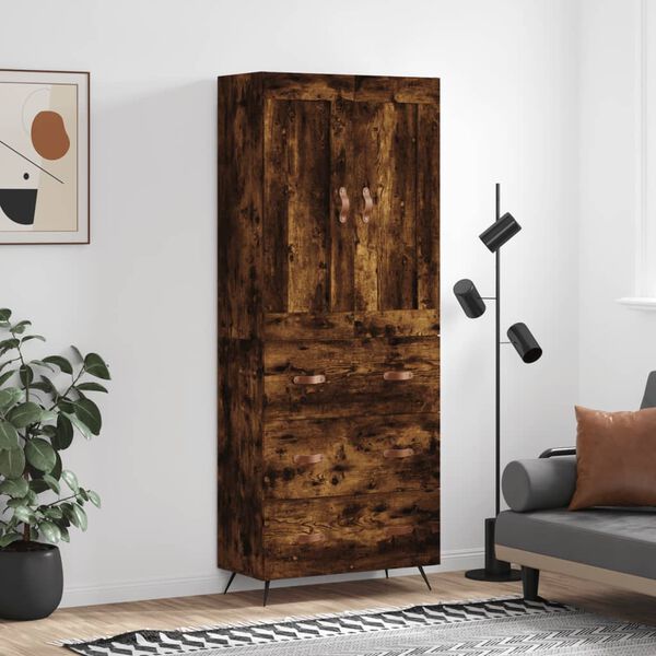 vidaXL Highboard r&oslash;kt eik 69,5x34x180 cm konstruert tre