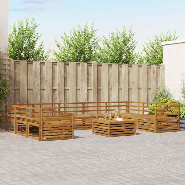 vidaXL Sofasett 10 pcs Naturlig Solid akasietre