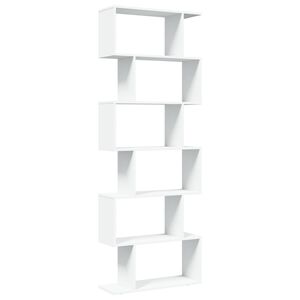 vidaXL Romdeler bokhylle 6 etasjer hvit 70x24x193 cm konstruert tre