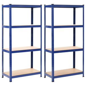 vidaXL Oppbevaringshyller 2 stk bl&aring; 80x40x160 cm st&aring;l og MDF