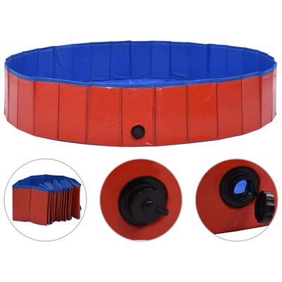 vidaXL Sammenleggbart hundebasseng rød 160x30 cm PVC