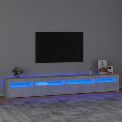 vidaXL TV-benk med LED-lys betonggrå 270x35x40 cm