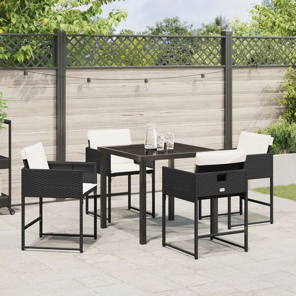 vidaXL Hage Spisegruppe med pute 5 pcs Lysegrå Poly rattan